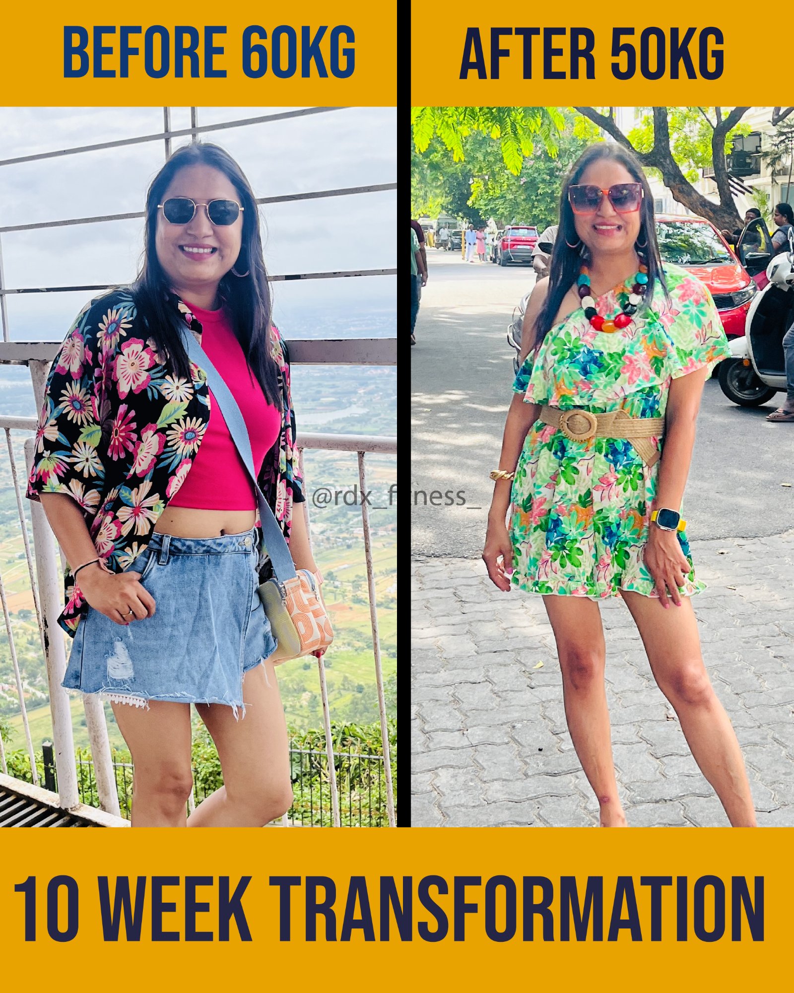 60kg → 50kg · 10kg Lost · 10 Weeks